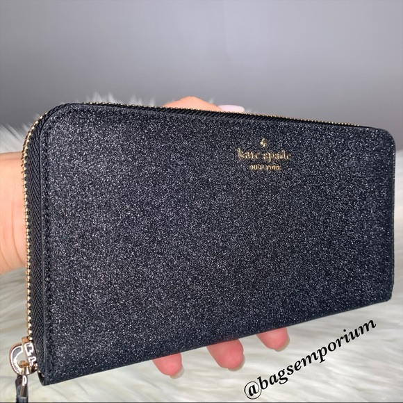 Kate Spade Black Glitter Zip Wallet - Picture 8 of 12